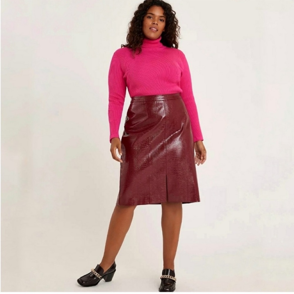 Sundays in Brooklyn Red Faux Leather Pencil Skirt Size Small